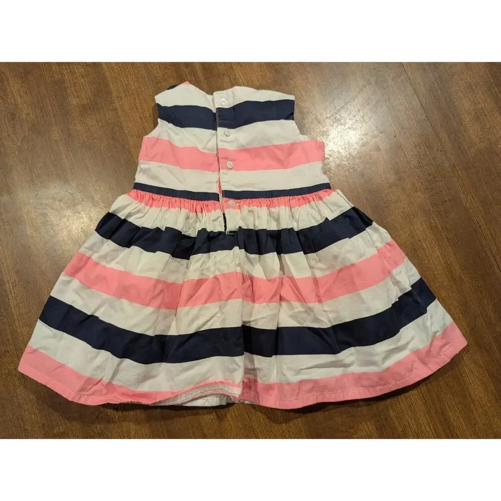 Carter’s‎ Baby Girl's Navy And White Striped Formal Dress, Size 9 months